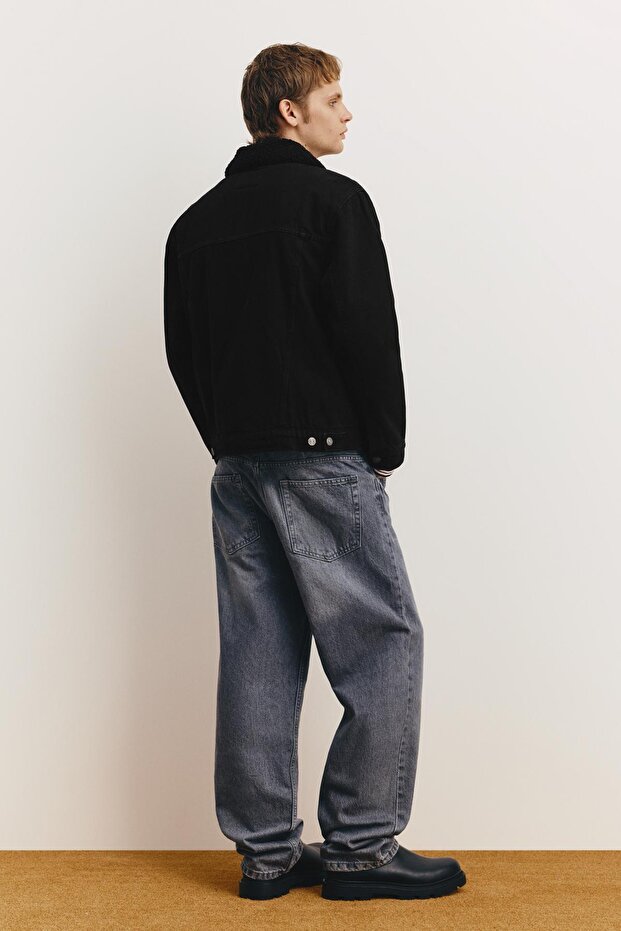 Suni yünlü yakalı denim ceket - 5