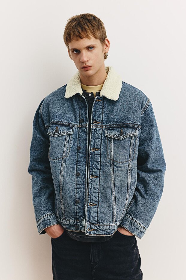 Suni yünlü yakalı denim ceket - 2