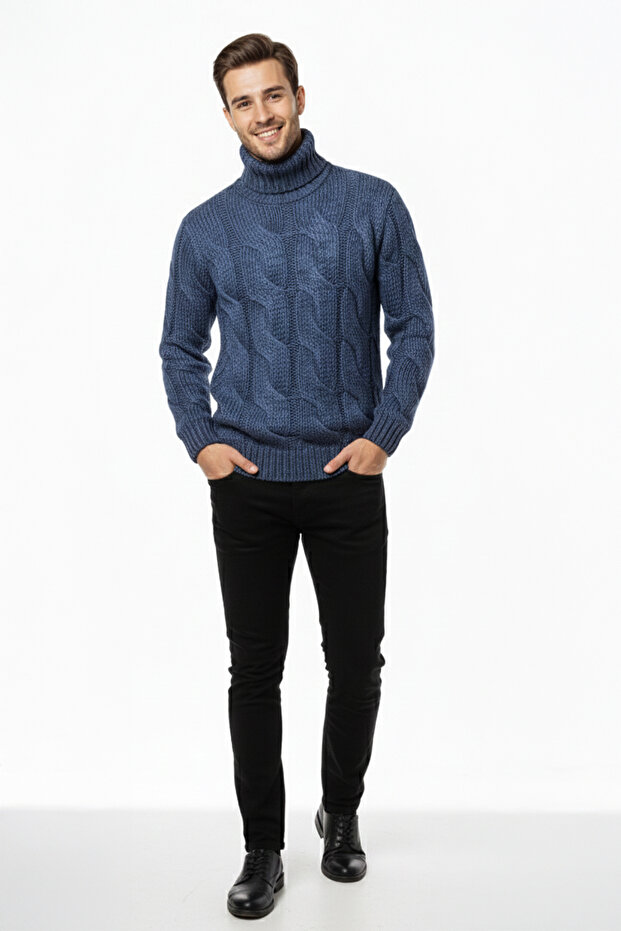 Erkek Balıkçı Yaka Kalın Kazak - 2