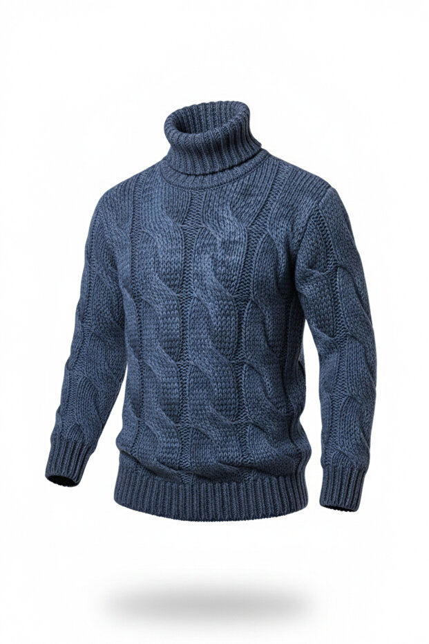 Erkek Balıkçı Yaka Kalın Kazak - 4
