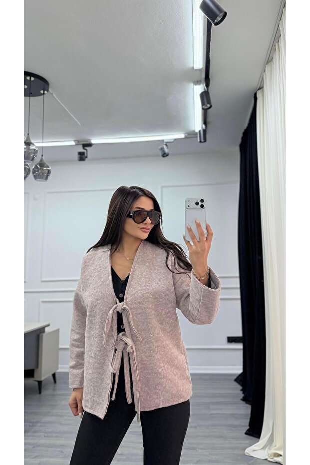 Çift Bağcıklı Kırçıllı Ceket - 5