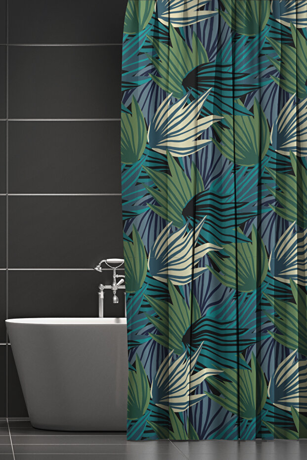 Bathroom Curtain, Tropical Floral Shade Pattern Shower Curtain, Bathtub Curtain, with Ring Gift 175X200Cm Bp-76