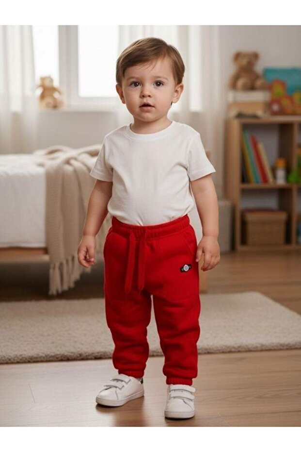 Boys' Cotton Sweatpants with Elastic Waist and Cuffs