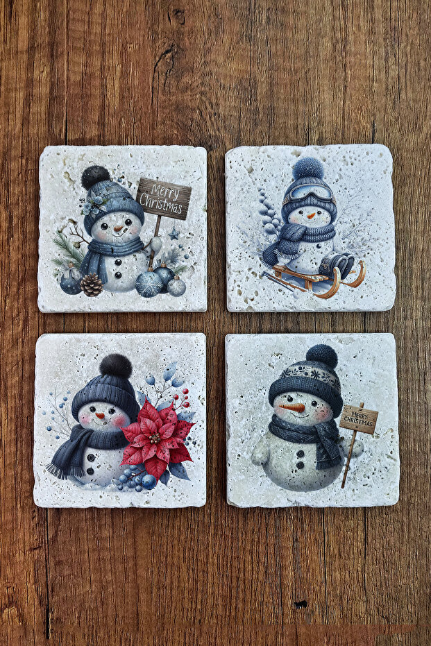 Natural Stone Coaster - Christmast New Year Printed 10X10Cm Ai Noel - Stone Coasters 554