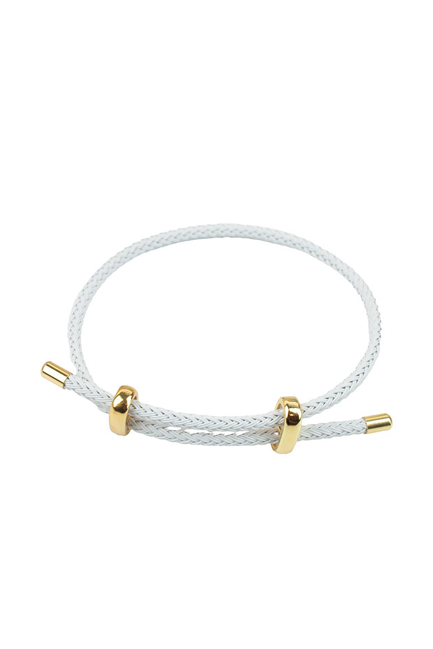 Adjustable Hard Weave Drawstring Metal Detailed Bracelet