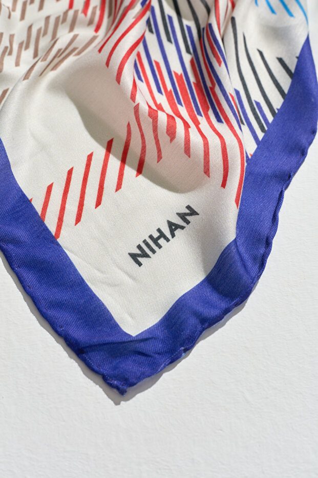 Desenli Soft Eşarp İndigo - 2