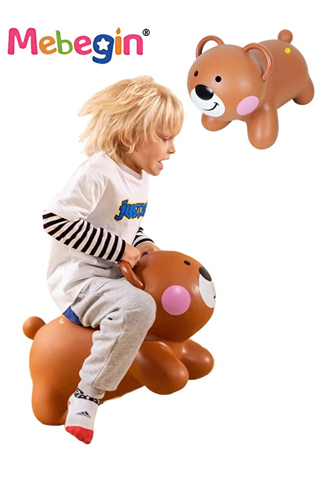 Bouncy Bear with a Pump, Inflatable Ride-on Toy with Adorable Appearance, Durable Bouncy hopper, Inf