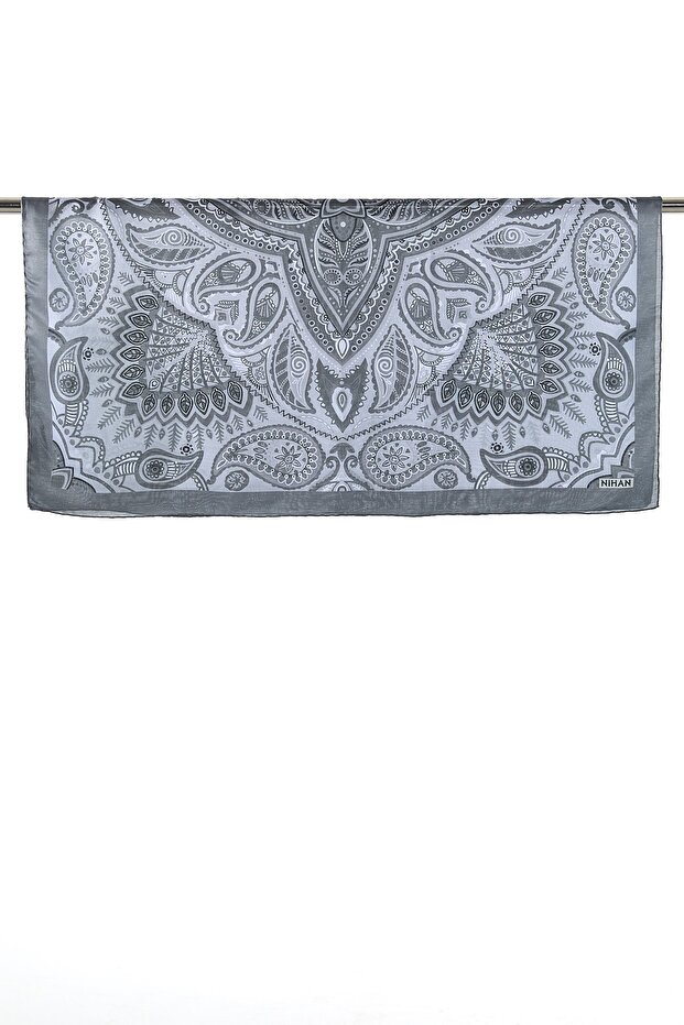 Desenli Soft Eşarp Antrasit - 2