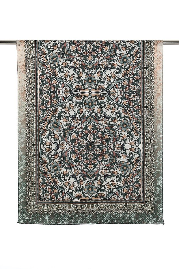 Patterned Cotton Shawl Green - 2
