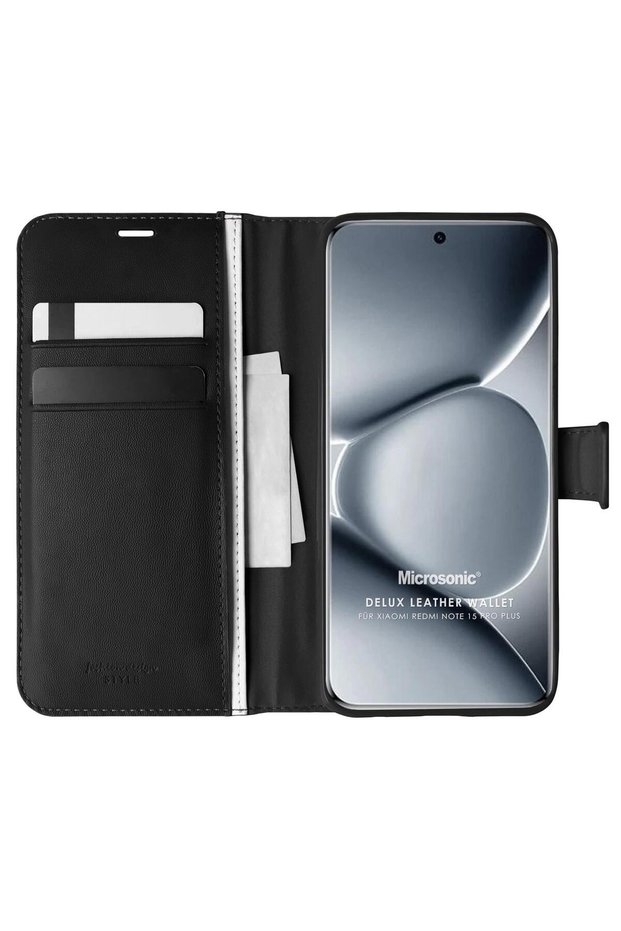 Case Compatible with Poco M8 Pro Delux Leather Wallet Black