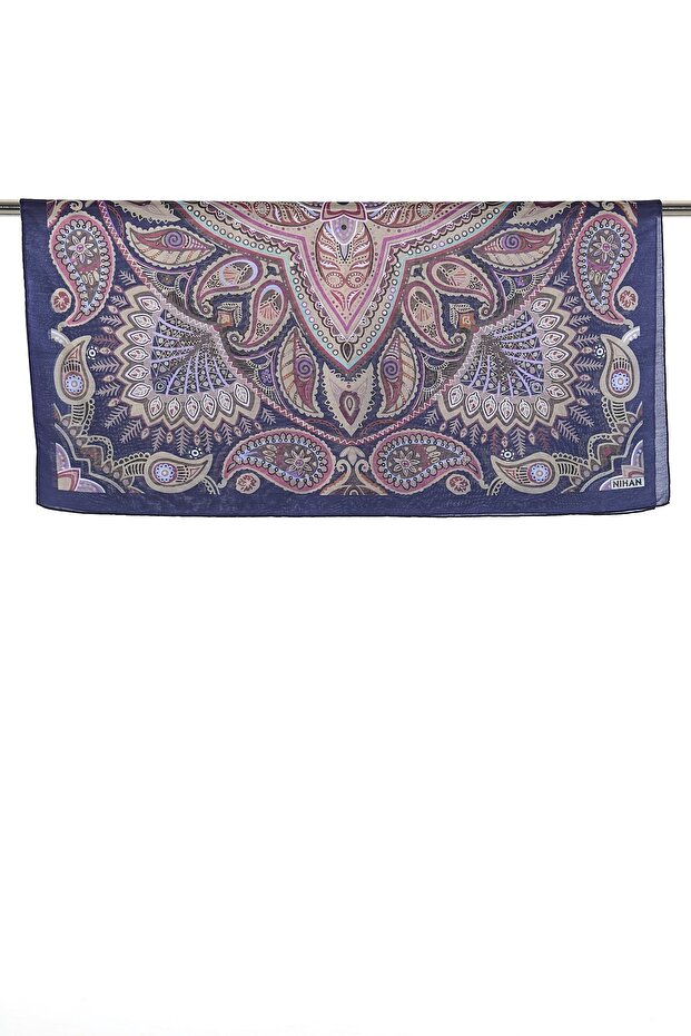 Desenli Soft Eşarp Mor - 2