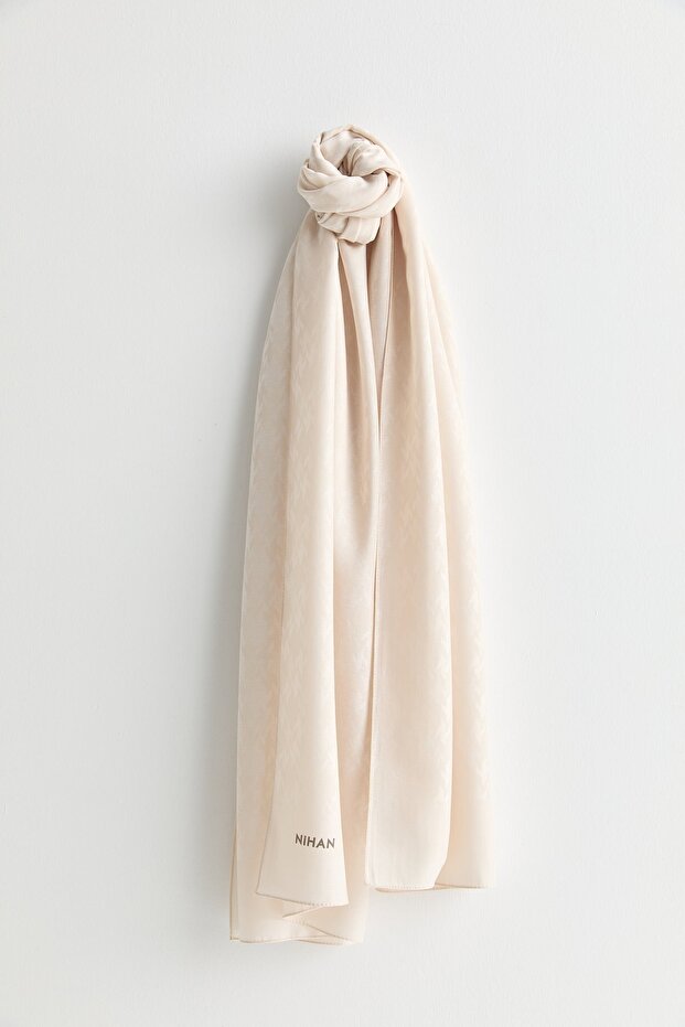 Patterned Lyocell Shawl Cream - 1