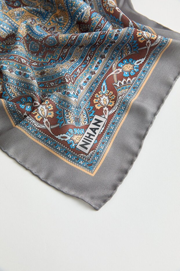 Desenli Soft Eşarp Antrasit - 2