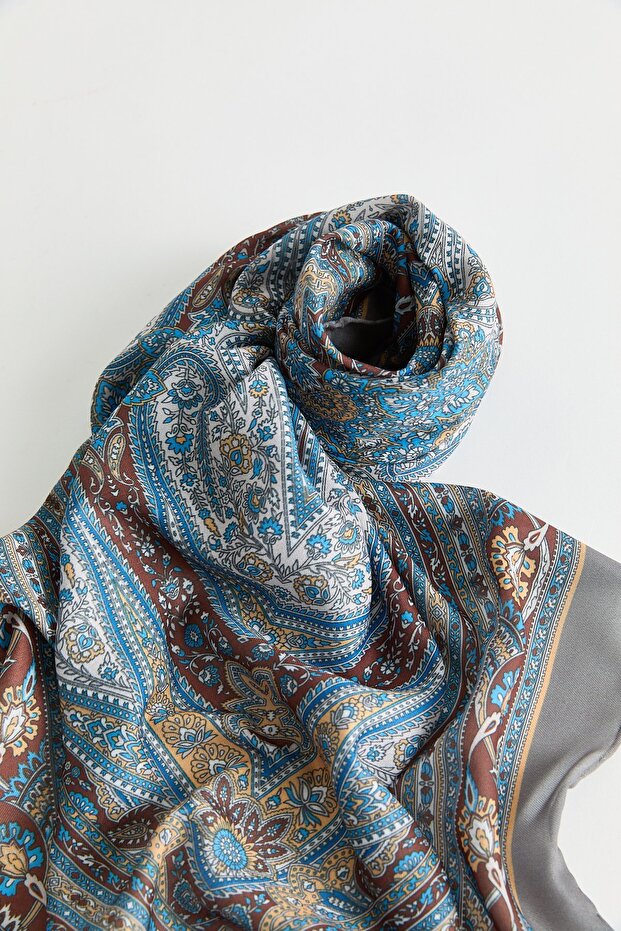 Desenli Soft Eşarp Antrasit - 3