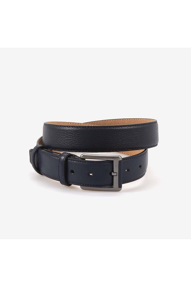 Men's 115cm Floter Navy Blue Genuine Leather Belt 001-1003-Uk