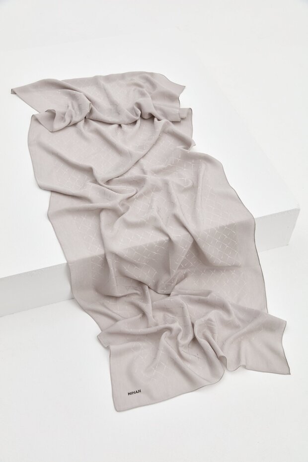 Jacquard Cotton Lyocell Shawl Gray