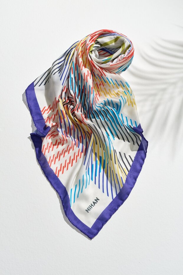 Desenli Soft Eşarp Mor - 1