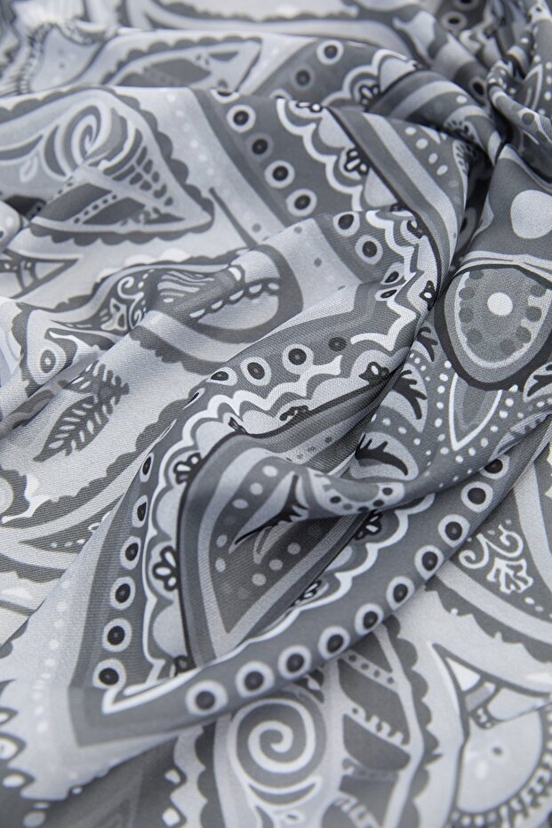 Desenli Soft Eşarp Antrasit - 3