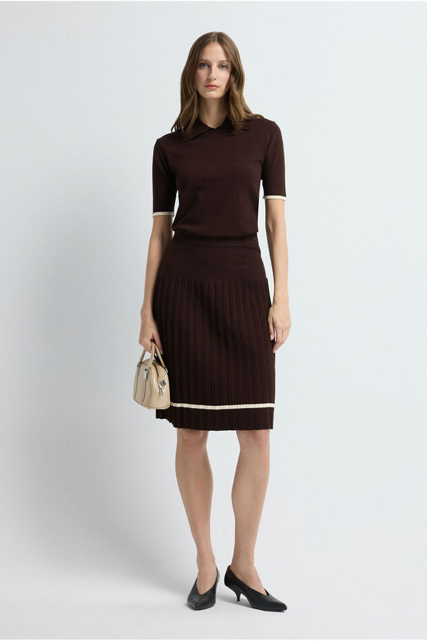 Pliseli Triko Etek - 1