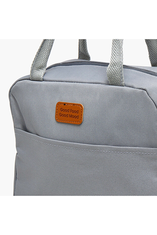 Solid Lunch Bag with Zip Closure - 4