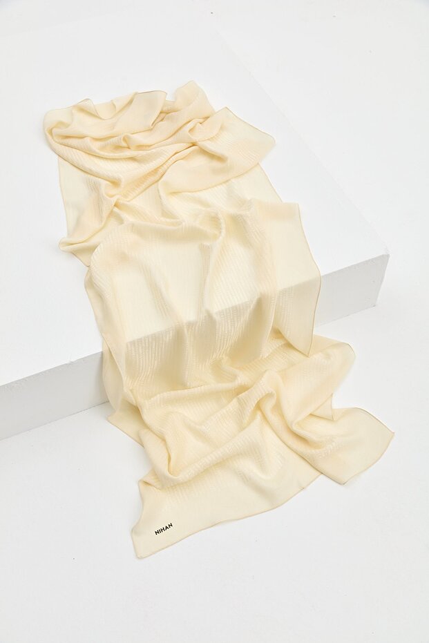 Jacquard Cotton Lyocell Shawl Cream