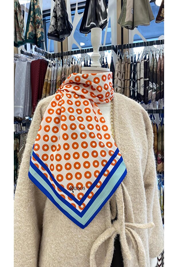 Modern Polka Dot Patterned Scarf Orange