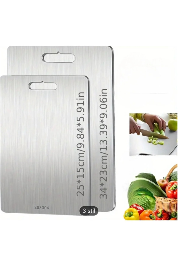 Set of 2 Stainless Steel Cutting Boards – Hygienic, Anti-Mold, Durable Set