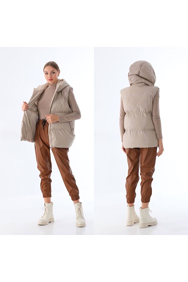 Women's Hip under Hooded Inflatable Vest