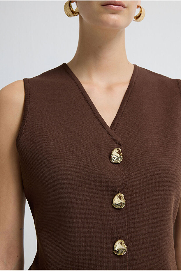 V Yaka Triko Yelek - 2