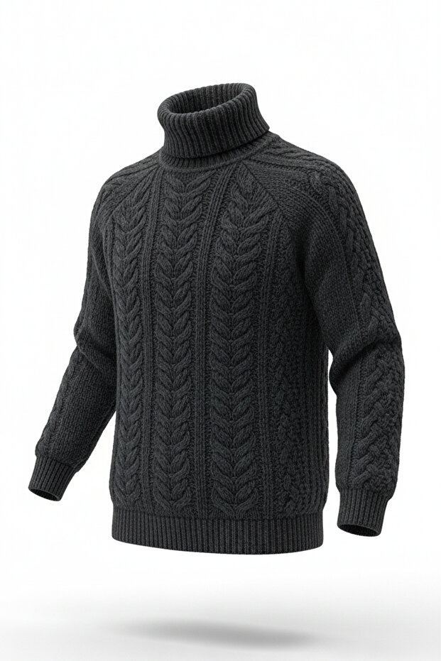 Erkek Balıkçı Yaka Kalın Kazak - 4
