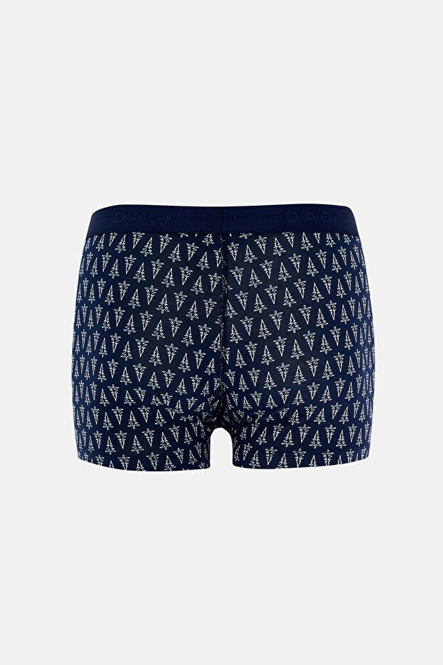 بوكسر قطني منقوش باللون الأزرق الداكن 5210 - 2