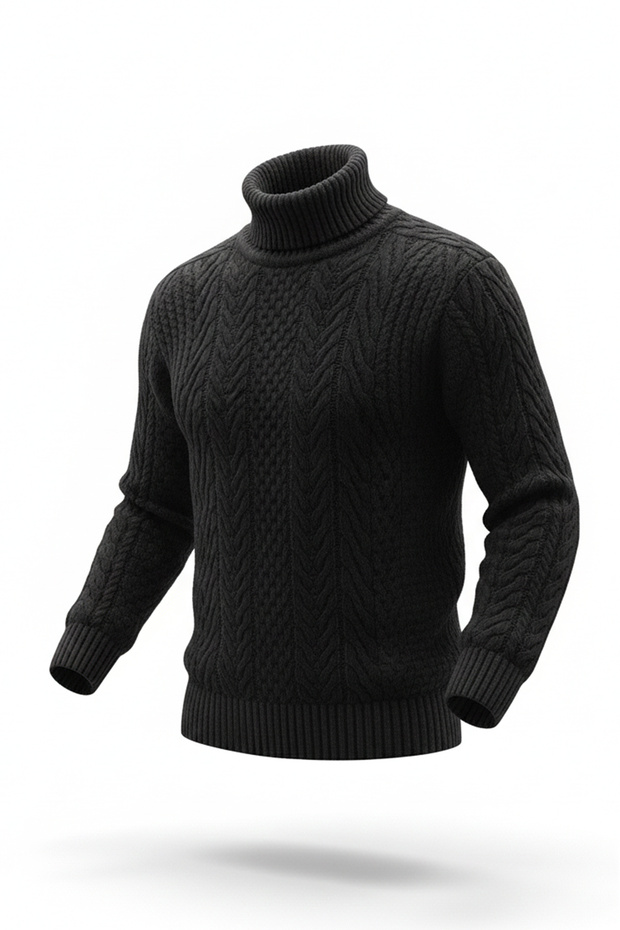 Erkek Balıkçı Yaka Kalın Kazak - 5