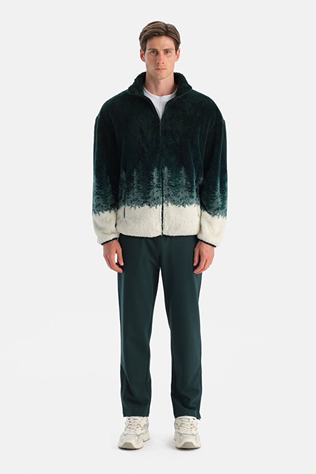 Multicolor Erkek Orman Baskılı Polar Sweatshirt - 4