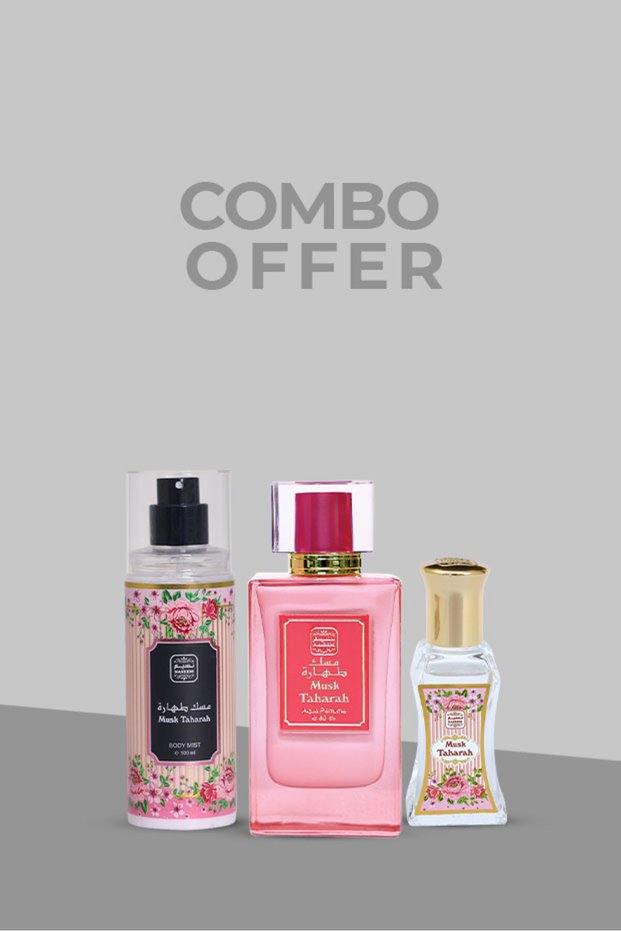 Musk Tahara Family Combo(Musk Tahara EDP -80ml, Body Mist-100ml,Roll on-24ml) |Pack of 3|