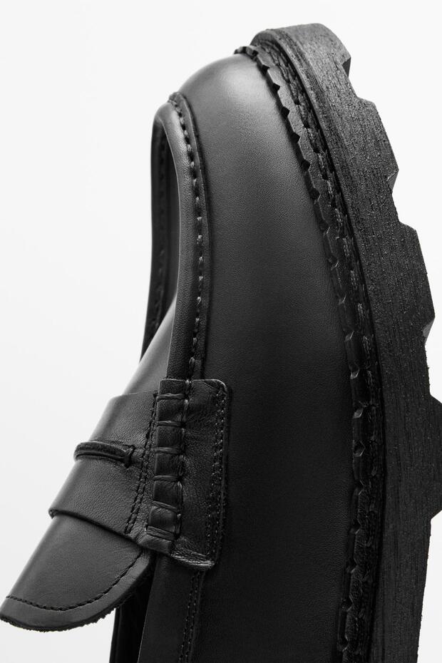 Deri maskeli tırtıklı taban mokasen - 5