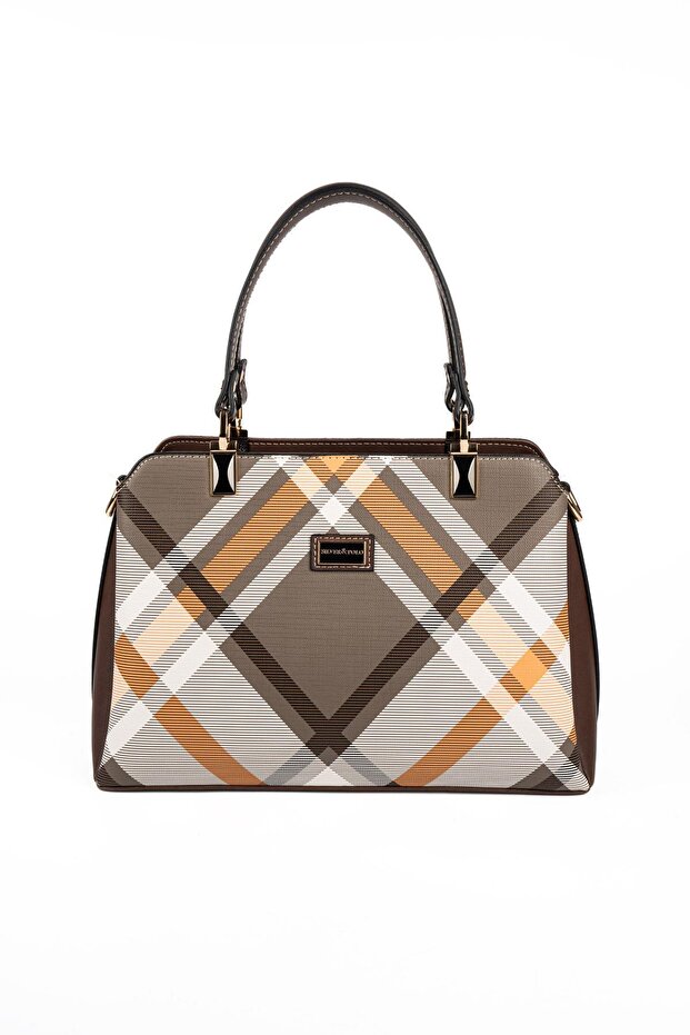 Khaki - Brown Plaid Women's Handbag Sp972
