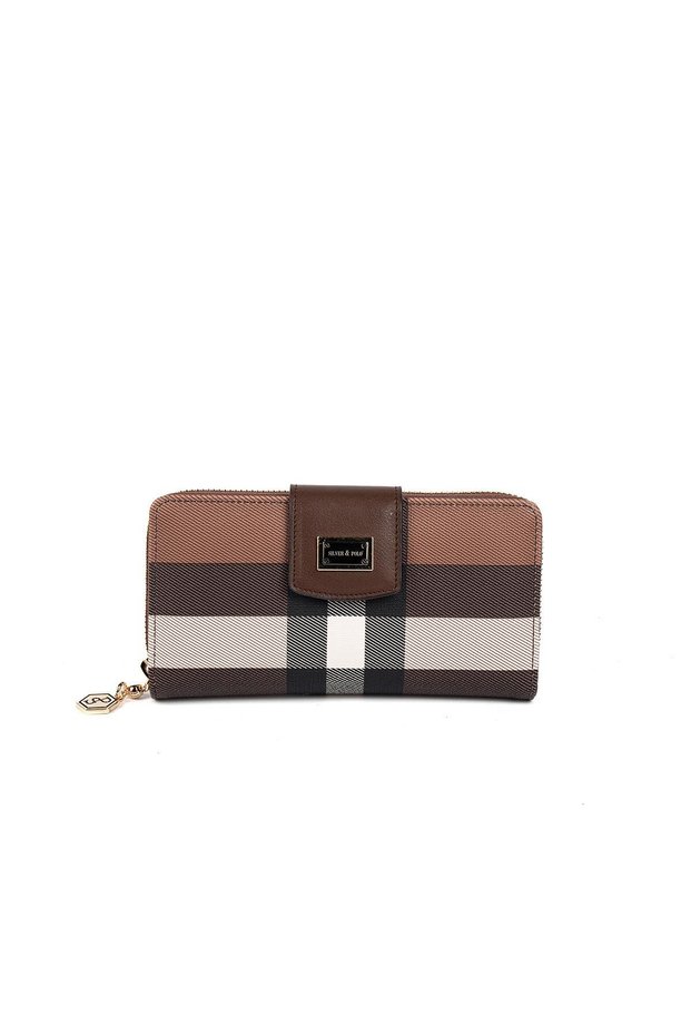 Dark Brown - Brown Plaid Women's Wallet and Card Holder Sp928