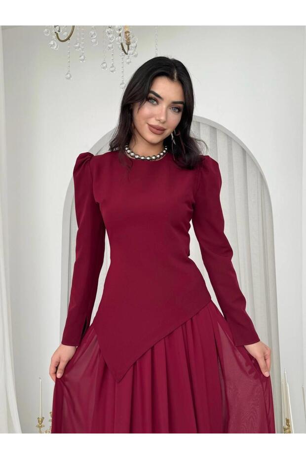 Elor Asimetrik Drapeli Elbise - 2