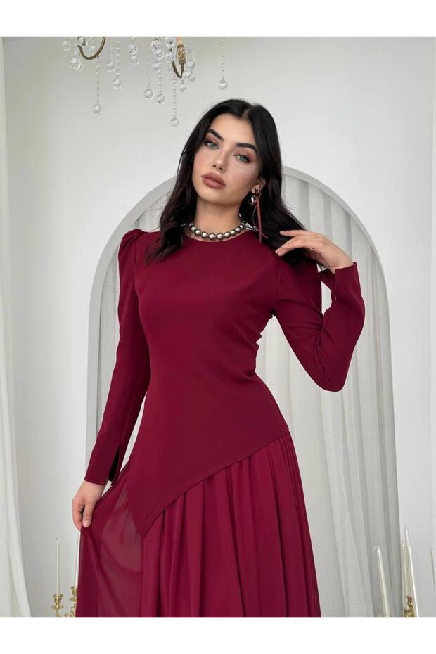 Elor Asimetrik Drapeli Elbise - 6