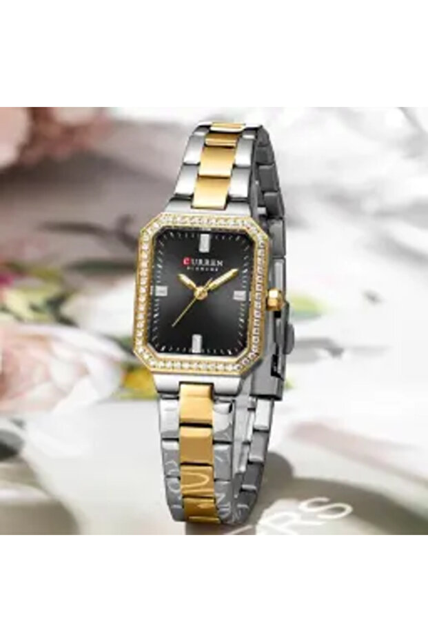 Women's 9102 Rectangular Quartz Watch - Gold Blue