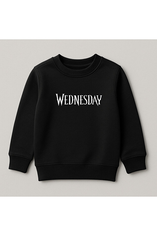 Wednesday Printed Crew Neck 100% Cotton Kids Sweatshirt