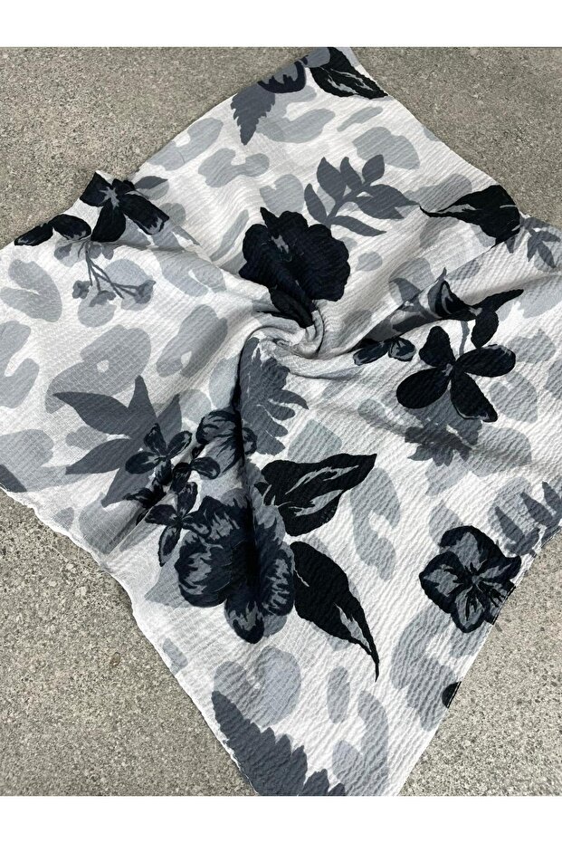 Black Gray Floral Patterned Craquelure Textured Writing