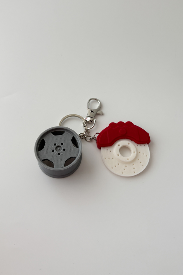Wheel-Rim Brake Disc Silver Chain Keychain, Bag Ornament