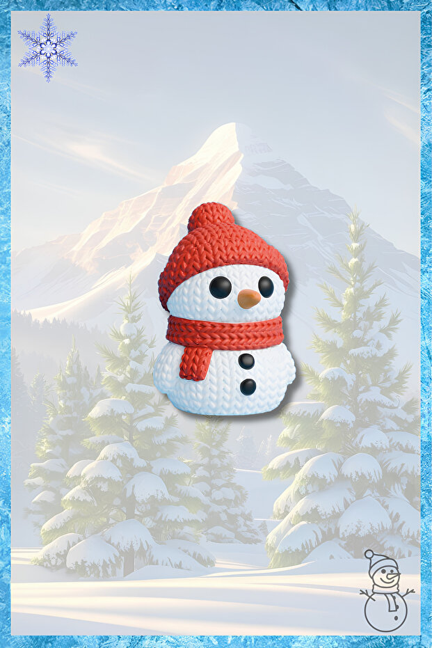 Christmas Themed Knitted Patterned Snowman Keychain – with Red Scarf, | Hard and Heavy Figure