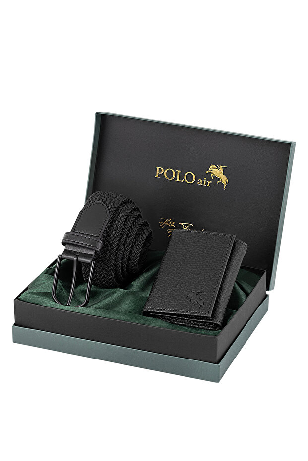 Flexible Belt Magnetic Wallet Men's Combination Set Black Color M-05-S