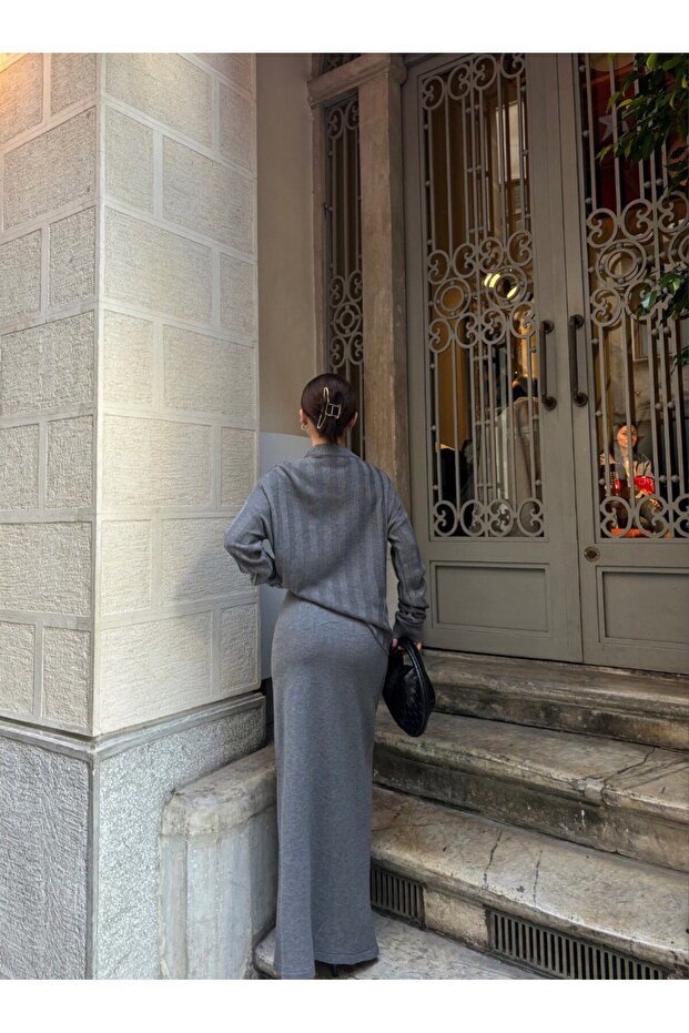 Kadın Etek Bluz Triko Takım - 5