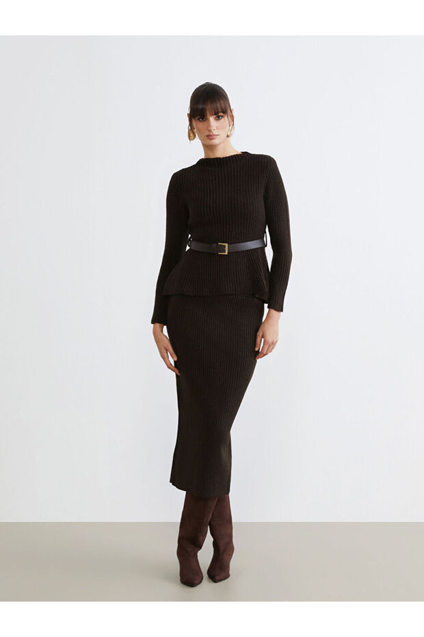 Esvab • Modern & Distinctive Waist Drawstring Knitwear Skirt