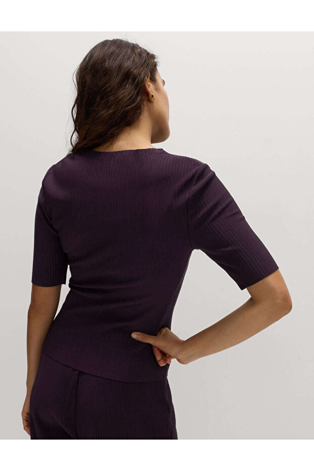 Pliseli Yuvarlak Yaka Bluz - 4