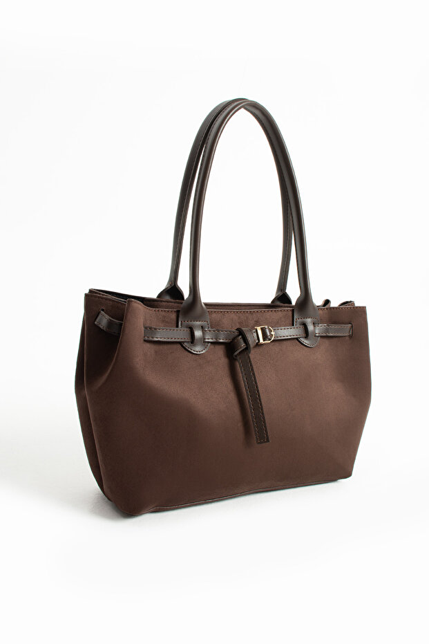Meghan Model Suede Bitter Brown Women's Hand and Shoulder Bag