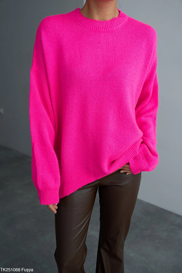 Bisiklet Yaka Oversize Triko Kazak - 4